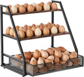 3-Tier Wooden Egg Holder with Basket, Holds 130+ Eggs | Sturdy wooden egg holder, holds 36+90 eggs, carry handle for easy gathering & transport. by Unknown