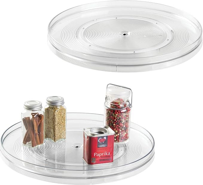 iDesign 14.5-Inch Lazy Susan Organizer, 2-Pack, Clear | Large Turntable, For Cabinet or Pantry by iDesign