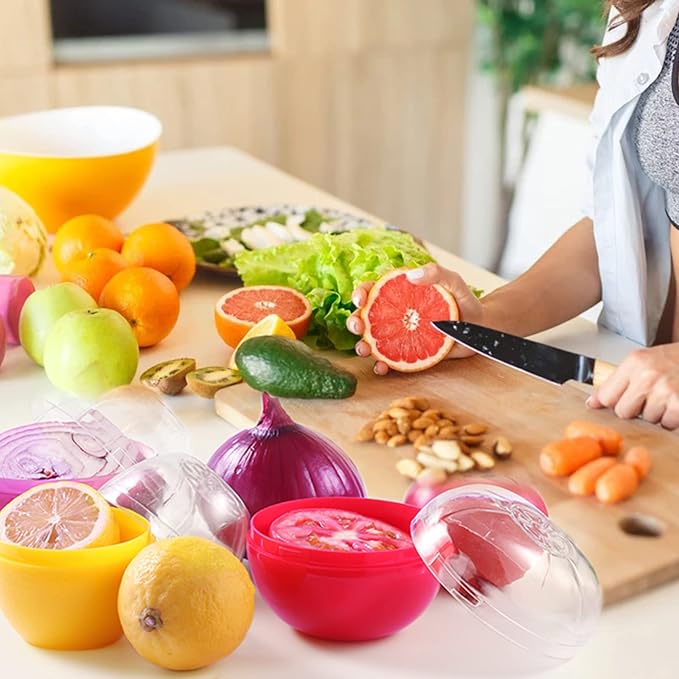 Vegetable and Fruit Storage Containers for Fridge, 3 Pieces BPA Free Reusable Food Saver - Tomato, Lemon, Onion Keeper Holder - Refrigerator Vegetable Crisper for Keeping Food Fresh Longer - Image 6