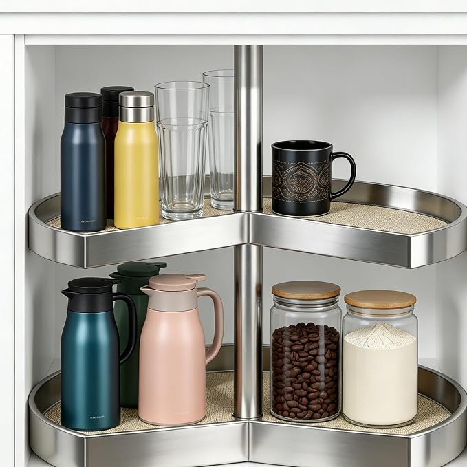 Lazy Susan Shelf Liner Circle Kitchen Liners Non Adhesive Kitchen Cabinet Liners Non Slip Non Skid Fridge Mats for Drawer Refrigerator Pantry Sink Cupboard Storage(26 inches), Brown - Image 4