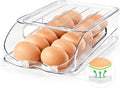 SMRCAD 12-Egg Dispenser with Silicone Bumpers, Auto-Rolling, Stackable | BPA-free food-grade PET | Stackable with lid | Built-in handle | Fits Large to Jumbo Eggs | Hand wash only by SMRCAD