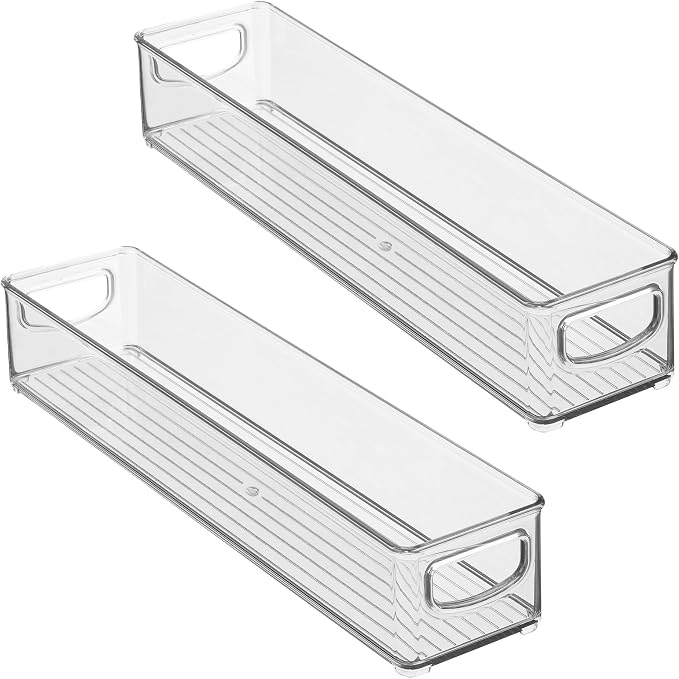 iDesign Slim Clear Plastic Storage Bin, Extra Long Narrow Stackable Organizer for Kitchen and Pantry, 2-Pack - Image 9