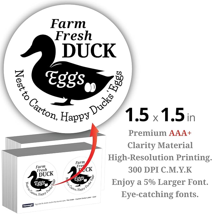 120 Duck Egg Carton Labels Stickers | White | Farm Fresh Eggs | 4 6 12 15 18 30 48 50 Count - Basket Box Container Extra Organizer Farm Supplies - Image 2
