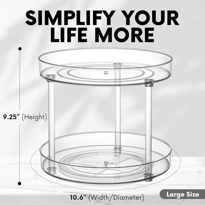 Clear Lazy Susan Organizer, Rotating Kitchen Pantry Organization and Storage, Medicine Cabinet Organizer, Lazy Susan Turntable Organizer for Cabinets, Bathroom, Refrigerator, Dresser, Spice Organizer - Image 2