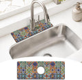 Mexican Ceramic Tile Kitchen Sink Splash Guard Faucet Mat,Faucet Non-slip Absorbent Mat,Farmhouse Sink Splash Guard Behind Faucet for Kitchen Bathroom, 15"x5.5" by puwbnhj