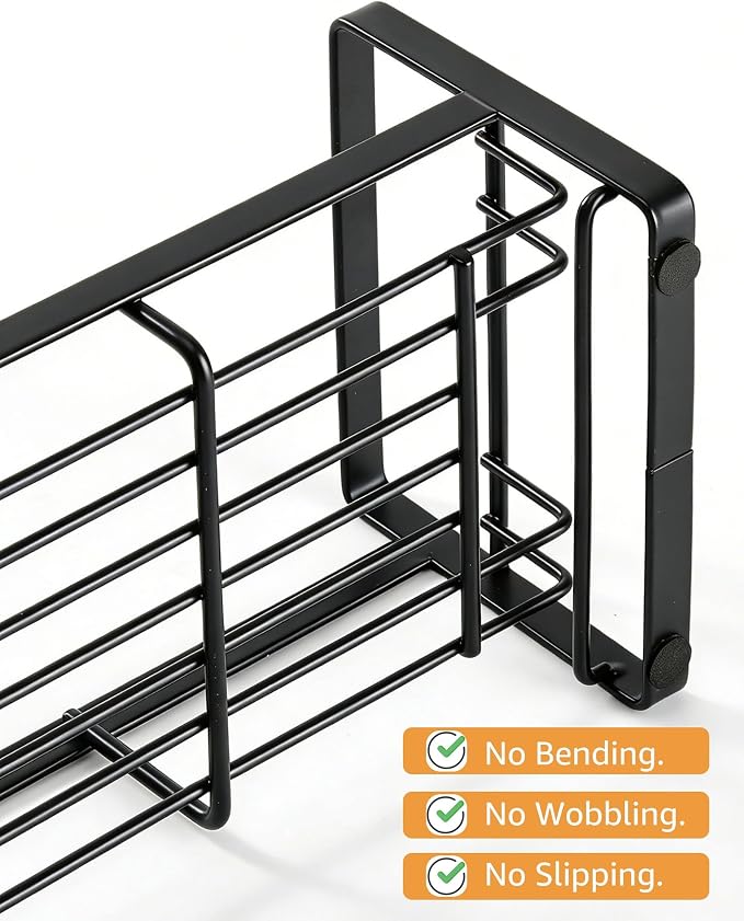 HULISEN Large Kitchen Sponge Holder, 304 Stainless Steel Sink Caddy, Black | Removable Drain Tray, Holds Sponges Soap Bottles Brushes, Countertop Storage, No Dispenser or Brush - Image 5