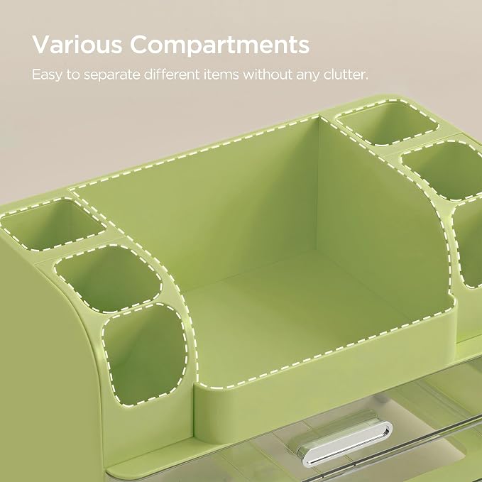 HBlife Makeup Organizer for Vanity with Brush Holder, Large Bathroom Countertop Cosmetic Organizer Skincare Storage, Easy to Store Lipsticks, Nail Polishes, Perfumes, Eyeshadow Palettes, Avocado Green - Image 5