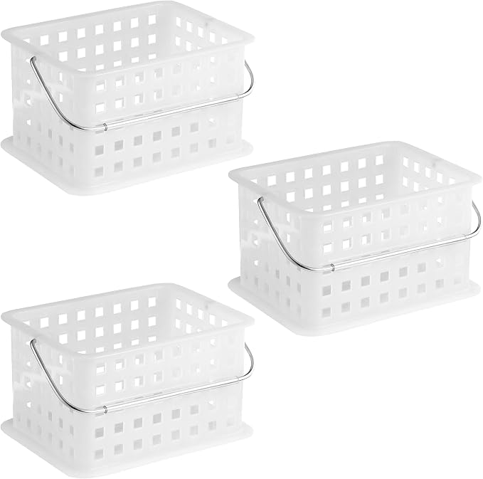 iDesign Portable Shower Caddy Basket with Handle, Set of 3, Frost | For Dorm or Bathroom, Made in USA - Image 9
