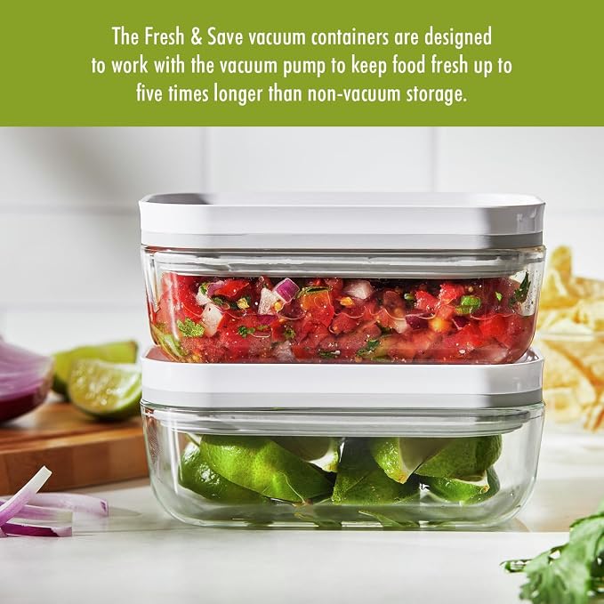 ZWILLING Fresh & Save 2-Piece Small Glass Vacuum Sealer Food Storage Containers with Airtight Lids - Image 2
