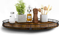 AMH 18-Inch Farmhouse Oak Lazy Susan Organizer, Walnut Finish | Smooth rotating oak tray with walnut finish for dining tables, kitchen counters, pantries and cabinet storage. by AMH