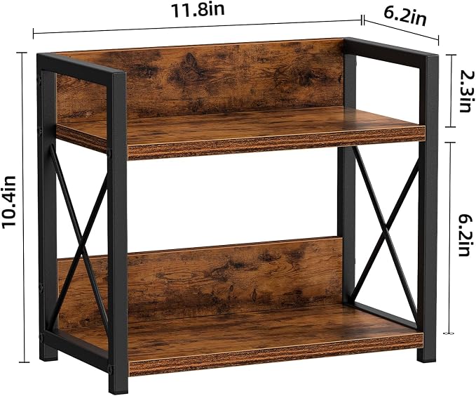Giikin Countertop Shelf Organizer, 2 Tier Kitchen Spice Rack for Countertop, Wood Coffee Counter Shelf Organizer for Home (Brown, S) - Image 6