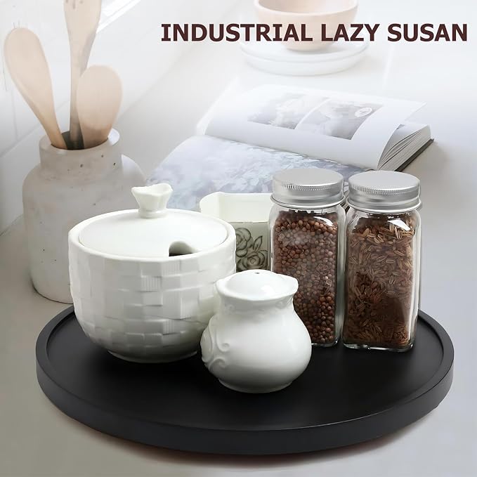 10 inch Black Wood Lazy Susan Organizers, ACIAZAAZ Lazy Susan Turntable - Image 4