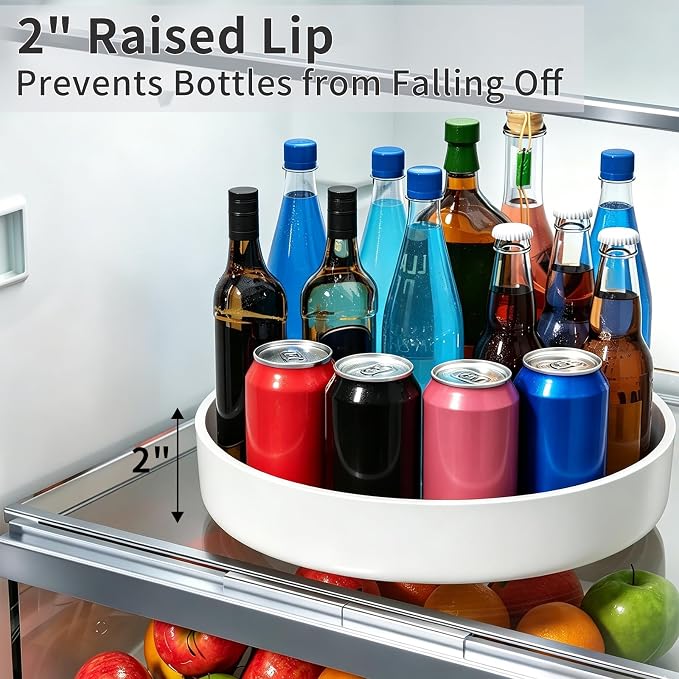 Lazy Susan Organizer Turntable, 11.8" Rotating Spice Rack Organization with Non-Slip Base & Raised Lip, Pantry Organizers and Storage for Cabinet, Kitchen, Bathroom, Countertop, Refrigerator - Image 5