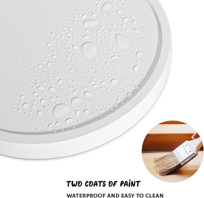 Wood Lazy Susan Turntable Kitchen Decor Round Table Tray, 10" White | waterpoof, East clean, Non-slip, Pantry Table Decorative Tray for condiment, spice - Image 5