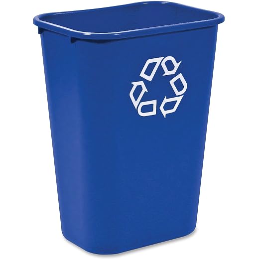 Rubbermaid Commercial Products Deskside Recycling Can, 10.25-Gallon/41-Quart, Blue Recycling Symbol, Plastic, for Bedroom/Bathroom/Office/Under Desk/Sink, Pack of 12 by RubbermaidCommercialProducts