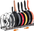 Toplife Pots and Pans Organizer Rack for Cabinet and Countertop, 10+ Pot Lids, Bakeware and Cookware Organizer Rack Holder with 10 Adjustable Compartments - Brown by Toplife