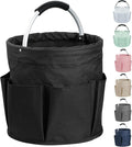 17L Cleaning Caddy with Handle and 6 Pockets, Foldable Cleaning Supply Caddy, Portable Shower Caddy in 600D Oxford Fabric, Multifunctional Storage Basket for Camping, Gardening, Black by IHOMAGIC