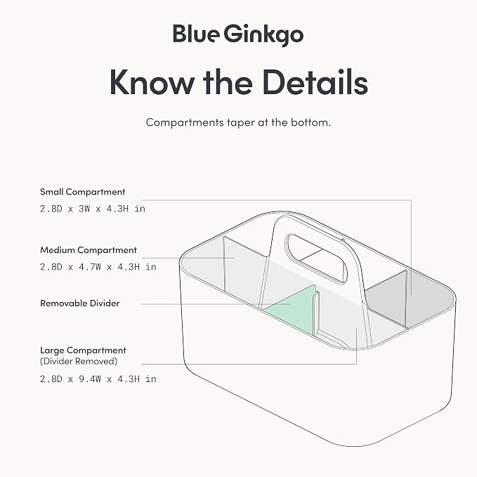 BLUE GINKGO Stackable Organizer Caddy, Rectangle, White, Made in Korea | Portable. Adjustable. Home, Office & School Storage. - Image 4