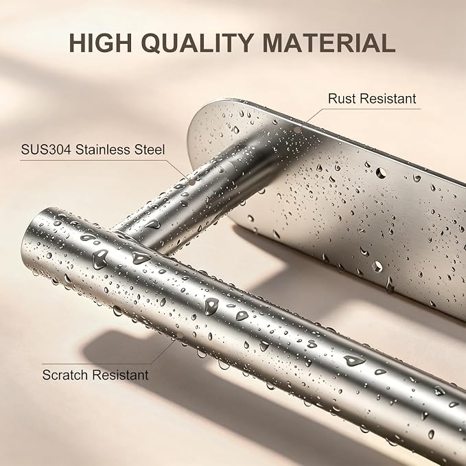 2-Pack Paper Towel Holder for Kitchen, Self-Adhesive & Drilling Mount | Under Cabinet Organizer, SUS 304 Stainless Steel Wall Mounted Rack, Bathroom, RV - Image 2
