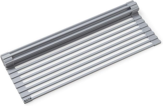 Kraus Multipurpose Workstation Sink Roll-Up Dish Drying Rack, Colander and Trivet in Light Grey, KRM-11LG by Unknown