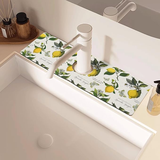 Sink Faucet Absorbing Mat, 2 Pack Drying Mat Around Faucet Sink Splash Guard Behind Faucet Sinkmat For Kitchen Bathroom Island Rv 15 * 5.5 Inch (38 * 14 cm) - Image 2
