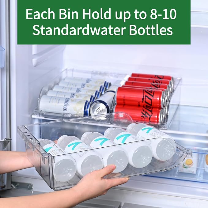 Adjustable Soda Can Dispenser for Refrigerator –Expandable Width PET Drink Organizer, Stackable Space-Saving Fridge Organizer for Cans & Bottles – 2 Pack - Image 5