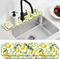 2 Pcs Kitchen Sink Splash Guard Faucet Mat Lemon Pattern Faucet Mat for Sinks Fruit Absorbing Drying Mat for Kitchen Bathroom, 23.6x5.5inch by CONCHLERY%E6%97%97%E8%88%B0%E5%BA%97