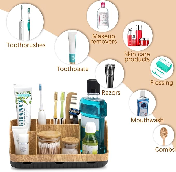 GFWARE Bathroom Organizers and Storage - Detachable 7 Slots Kids Electric Toothbrush and Toothpaste Holde Drainage for Bathroom Accessories Organization Counter Vanity Storage - Image 5