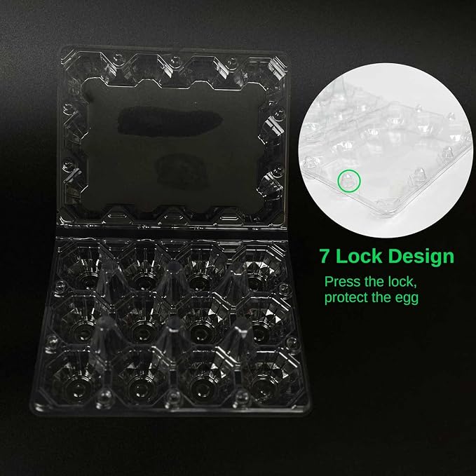 50-Pack of 12-Count Plastic Egg Cartons – Bulk Clear Reusable Egg Containers Holds Chicken Eggs | Egg Cartons Cheap Bulk, Eggs 12 Count,Suitable for farms, markets and families. - Image 3