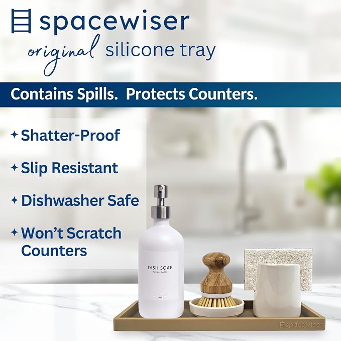Silicone Countertop & Vanity Tray – 11.7” Bathroom Counter Tray | Bathroom Tray, Bathroom Tray Countertop, Tray for Bathroom Counter, Silicone Kitchen Tray for Counter & Countertop Organizer - Image 2