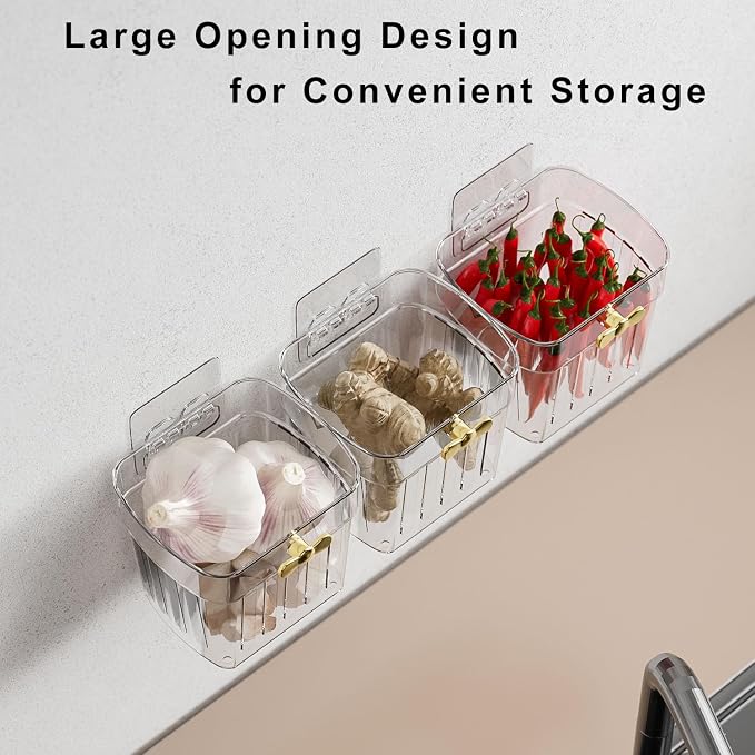 6 Pack Adhesive Cabinet Door Organizer, Compact Kitchen Under Sink Caddy, Clear Pantry Storage Basket, Under Cabinet Organizer Seasoning Spice Rack, Plastic Bathroom Wall Mounted Bins - Image 4