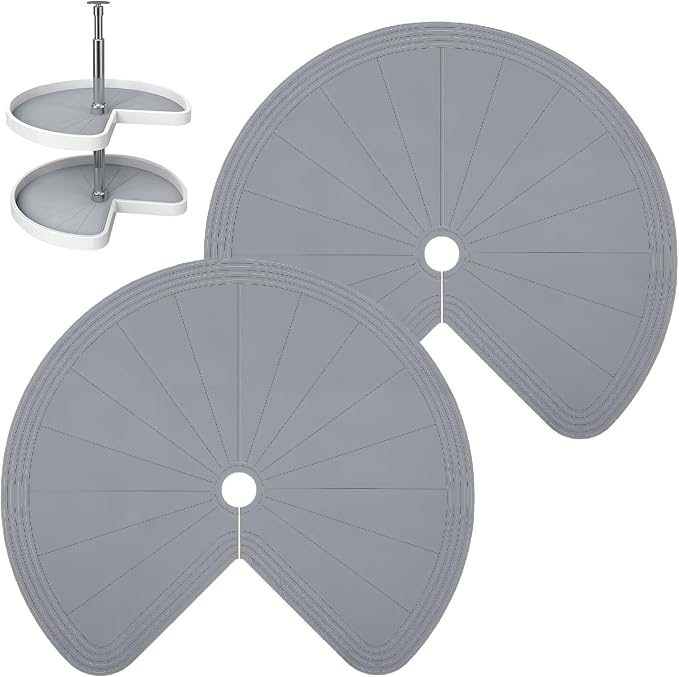 2 PCS 26" Lazy Susan Shelf Liner, Jaxbo Silicone Lazy Susan Liner for Dual Tier Pie Cut Organizer,Non-Slip Thermal Protection Mat by Jaxbo
