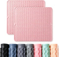 2 Pack Caketime Silicone Dish Drying Mat for Kitchen Counter Cooking Baking Liners Drawer Refrigerator Espresso Machine Station Utensil Holder Washer Trivets Oven Chef Gifts Extra Large 18"x16" Pink by CAKETIME