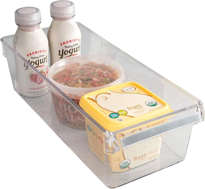 Kitchen Details 2 Pack Slim Refrigerator Storage Bin | Fridge & Freezer | Kitchen Organization | Stainless Steel Handle | Countertop | Cabinets | Pantry | Clear - Image 5