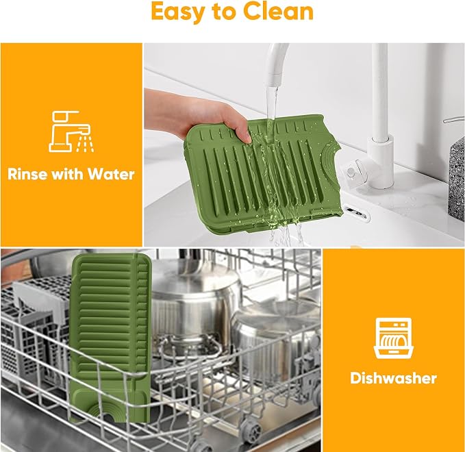 24'' Longer Faucet Mat for Kitchen Sink Splash Guard[7° Slope Fast Self-draining][Snap Lock Fit]Kitchen Sink Faucet Mat Splash Guard Kitchen Sink Area Water Splash Guard Behind Faucet Draining Mat - Image 9