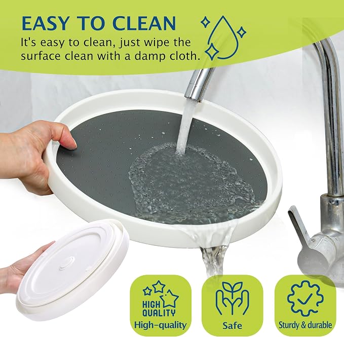Set of 6, 12 Inch Non-Skid Lazy Susan Turntable, Lazy Susan Organizer for Cabinet, Pantry Organization, Kitchen Storage, Bathroom Sink Cabinet, Refrigerator, Countertop, Spice Rack (6 Pack 12 in) - Image 6