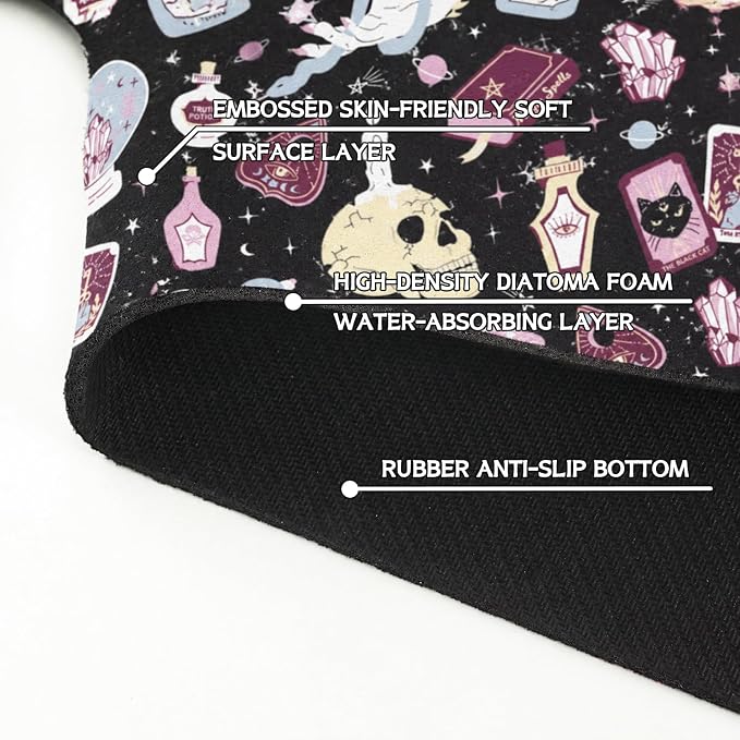 Halloween Kitchen Sink Splash Guard Faucet Mat,Black Witches Ghost Skulls Halloween Faucet Non-Slip Absorbent Mat,Farmhouse Sink Splash Guard Behind Faucet for Kitchen Bathroom,15"x5.5" - Image 5