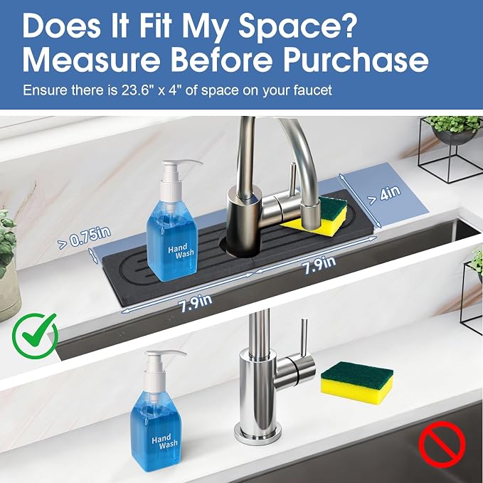Stone Faucet Mat for Kitchen Sink, Water Absorbing Stone Faucet Splash Guard for Bathroom Counter, Stays Put, Super Absorbent Diatomite Fast Drying, Prevent Moisture for Kitchen Bathroom Counter - Image 2