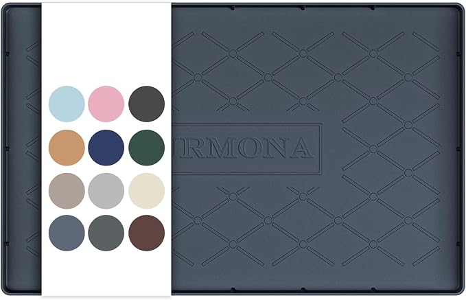 URMONA 19" x 12" Waterproof Silicone Mat in Multiple Sizes & Colors, Under Sink Mat for Kitchen & Bathroom, Pet Food Pad for Dogs & Cats, Kitchen Cabinet Liner, Multi-Purpose for Storage(Dark Grey) by URMONA