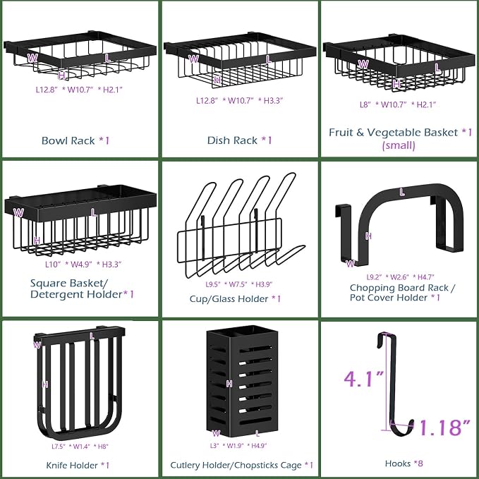 PUSDON Over the Sink Dish Drying Rack, 2 Tier Adjustable Large Capacity Stainless Steel Dish Rack for Kitchen Counter, Heavy Duty Space Saver Organizer with Utensil Holder, Black - Image 6