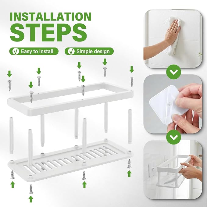 2pc Wall Mounted Floating Shelf, Detachable Storage Rack,No Drill Shelves for Wall,Floating Shelves Damage-Free Expand Walls Space for Living Room Kitchen Bathroom (4, White) - Image 5