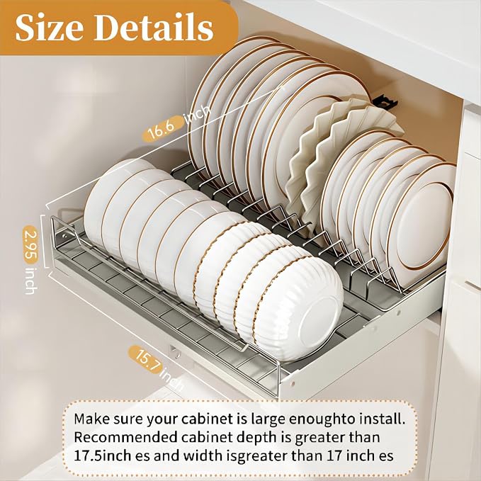 Pull out Cabinet Organizer Fixed with Adhesive Nano Film | Slide out Dish Drying Rack for Kitchen Cabinets, Pull Out Drawer for Kitchen Under Sink Organizer - Image 3