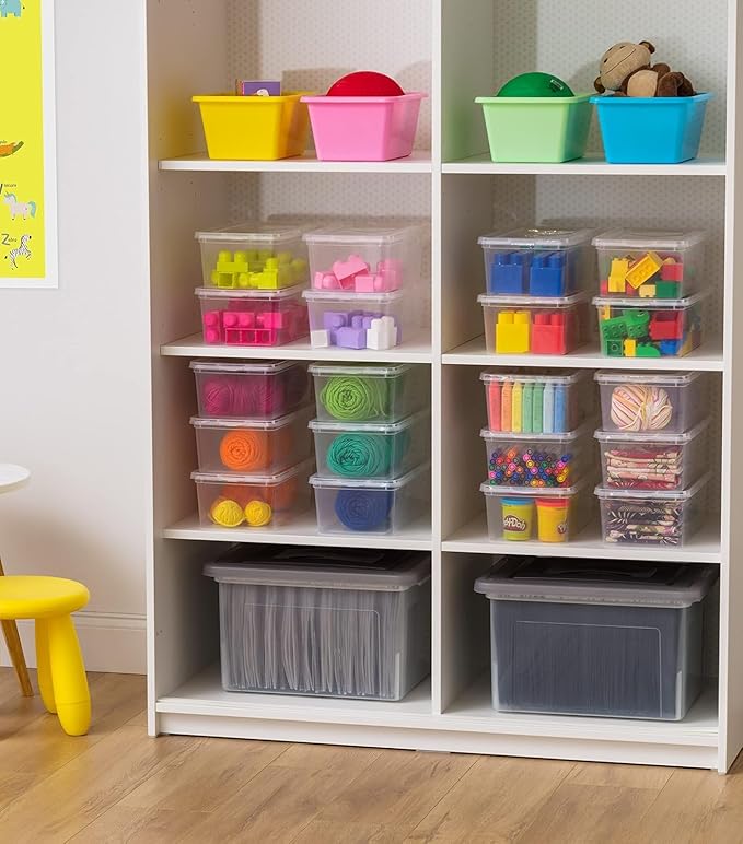 IRIS USA 6-Pack 6 Qt Storage Bins with Lids, Clear, Stackable | Ideal for shoes, crafts, office supplies and pantry items, nestable design, transparent design makes contents easy to find - Image 3