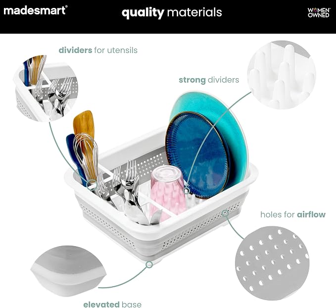 madesmart Sink Collapsible Dish Rack, White - Image 4