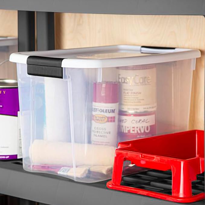 Sterilite Ultra Latch Box with Lids for Home and Office, 30 Quart, 12-Pack | Heavy-Duty and Stackable Plastic Containers with Latches for Closet, Cabinet, Bedroom, Bathroom and Dorm Room Organization - Image 7
