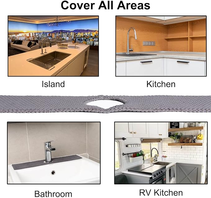 28'' Extended Kitchen Sink Faucet Absorbent Mat, Fabric | Sink Splash Mat|Faucet Drip Catcher|Sink Water Drying Mat - Image 6