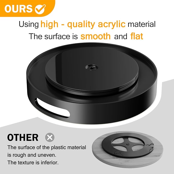 Lazy Susan Organizer Homerays 13 Inch Non-Skid Bamboo Lazy Susan for Kitchen Rotating Spice Rack with Handles, Wood Turntable for Kitchen Cabinet,Countertop (Black, Large) - Image 3