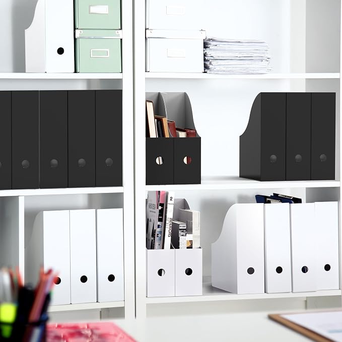 Simple Houseware 24-Pack Magazine File Holder Box, Foldable Cardboard Organizer, Black - Image 5