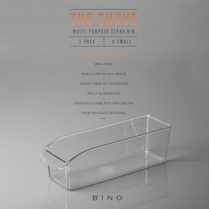 BINO | Plastic Storage Bins, Small | THE CURVE COLLECTION | Multi-Use Organizer Bins | Storage Containers Kitchen, Pantry and Home Organization | Fridge Organizers | Pantry Organization and Storage - Image 2