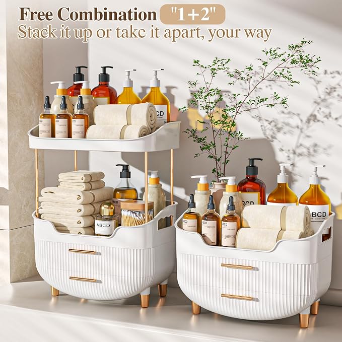 4-Tier Makeup Organizer Bathroom Countertop Storage White | Versatile Storage for Vanity, Desk, Bedroom, Holds Lipstick, Perfume, Skincare, Mask, Cosmetics - Image 4